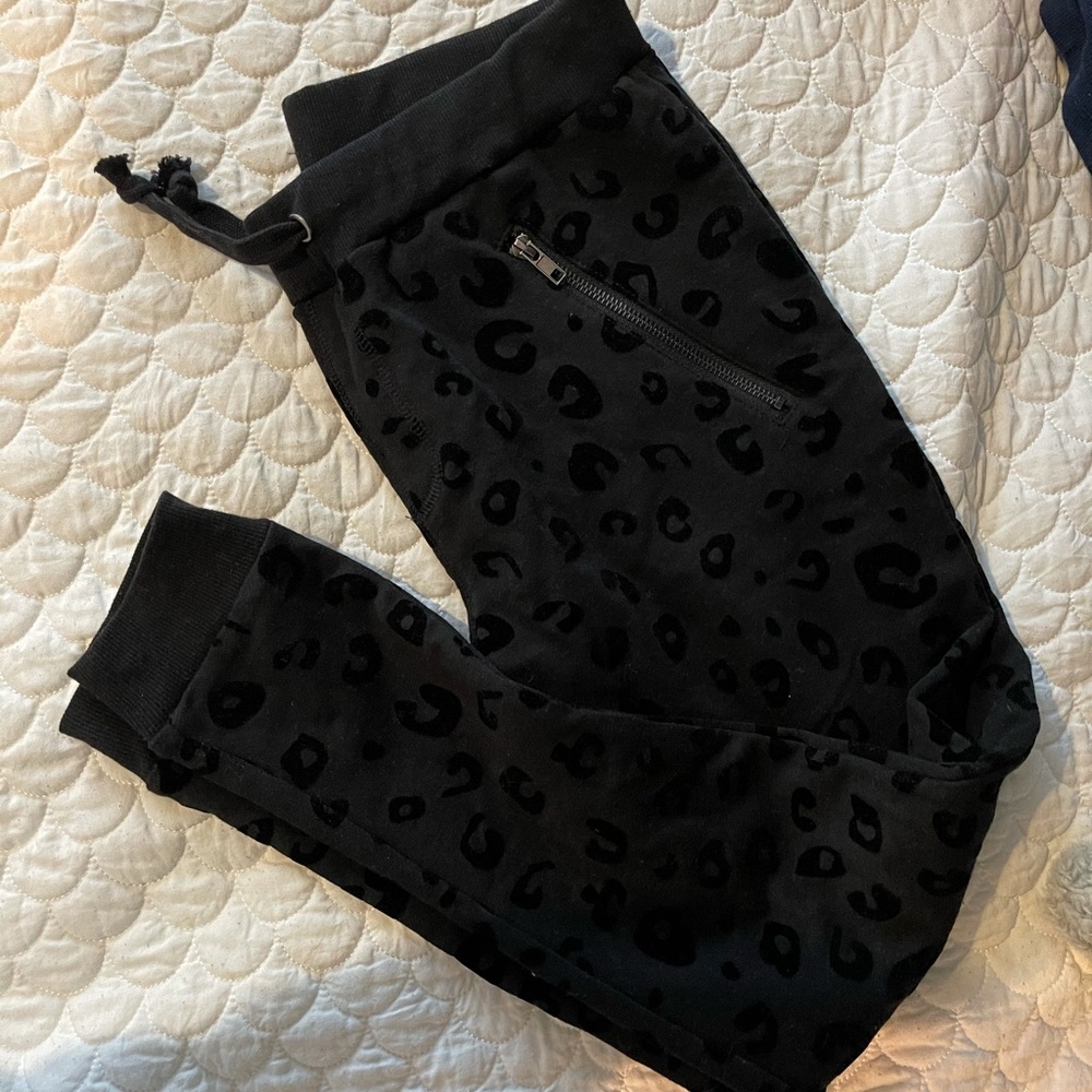 Black cheetah print joggers